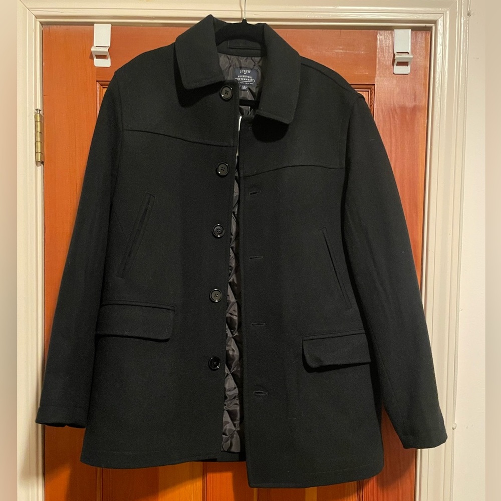 J.Crew Factory Wool Coat with Thinsulate Black Medium NWT